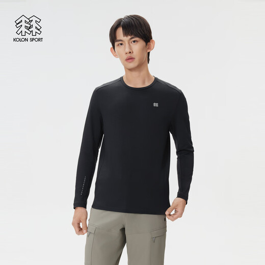 KOLON SPORT/Kolon outdoor casual clothing men's sun protection UPF50+ micro-brushed round neck long-sleeved T-shirt LHRT5AN043-BK black XL 180/100A