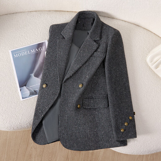 She Pool Lapel Suit 2026 Spring New Women's Fashion Temperament Double-breasted Loose Suit