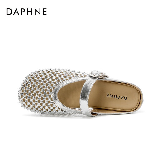 达芙妮（DAPHNE） 拖鞋女外穿包头镂空透气舒适百搭休闲凉拖2025夏季新款时尚女鞋 银色 37 (235mm)