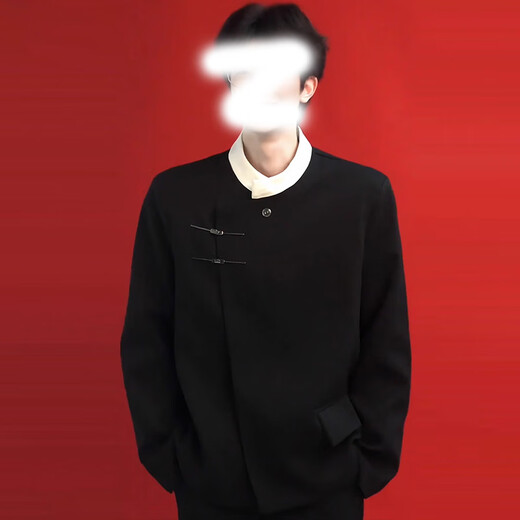 IZEXX new Chinese style national style stand collar tunic suit niche high-end suit jacket men's JM77 black L