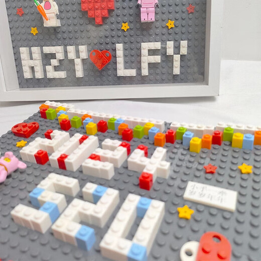 Aseblarm Memorial Photo Frame DIY Building Block Photo Frame Wedding Anniversary Valentine's Day Gift for Girlfriend or Wife Anniversary Photo Frame + Lamp + Gift Bag