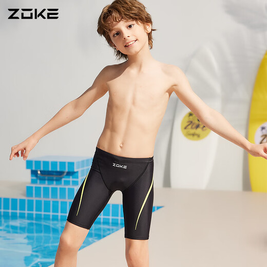 Zhouke boys swimming trunks children's swimsuit boys zoke medium and large children training teenagers five-point swimming trunks lake blue three-piece set swimming trunks + silicone swimming cap + swimming goggles 130 recommended height 118-125cm, weight 36