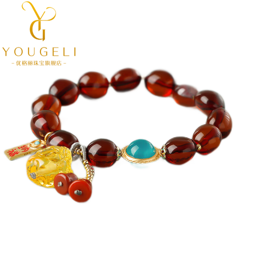 Yogurt natural amber casual bracelet raw stone blood amber women's bracelet beads 8*9mm