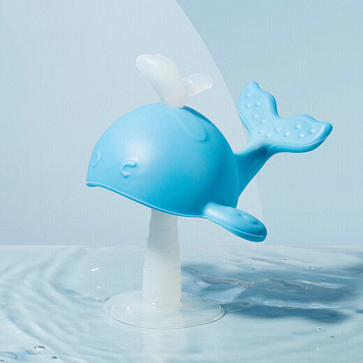 Rushan (LUSN) Whale Teether Baby Baby Teether Toy for Four and Six Months Baby Can Be Boiled and Anti-Eating Hand Artifact Blue Blue