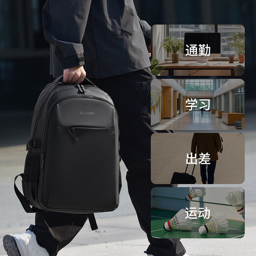 Herrengeschäft pendeln leichte Rucksack mit großer Kapazitäts-Rucksack College-Student 16-Zoll-Laptop Schoolbag Grey [wasserdichtes und abgenutzte Material]