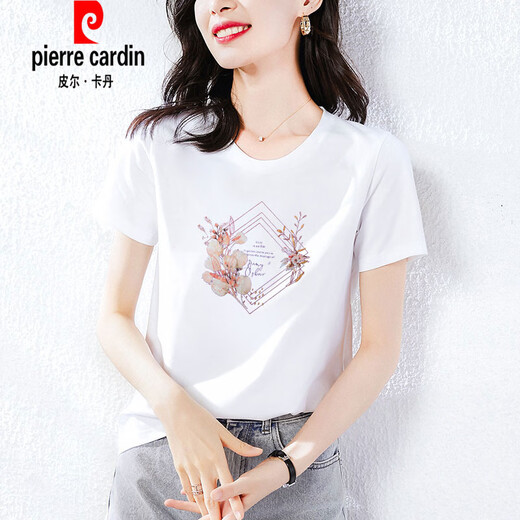 皮尔卡丹（pierre cardin）夏季棉质t恤女士短袖宽松气质洋气粉色体恤衫夏装2025年新款上衣 6172灰粉 短袖 2XL (建议135-150斤)