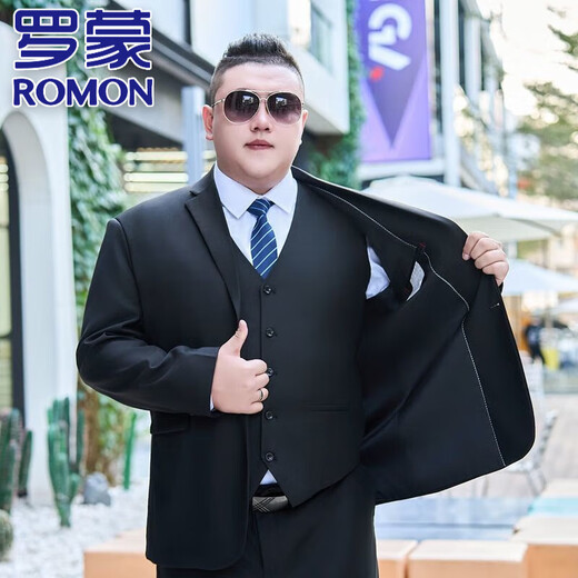 ROMON Plus Size Men's Suit Suit Large Size Fat Jacket Business Casual Suit Wedding Dress Interview Professional Wear Navy Blue Suit 021. Suit trousers 2XL 160-175Jin Jin is equal to 0.5 kg