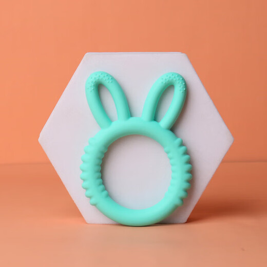 Children's Teether New Silicone Animal Rabbit Ears Teething Stick Baby Teething Toy Bracelet Blue Gray Bag Cute Rabbit Ears-Ring Teether