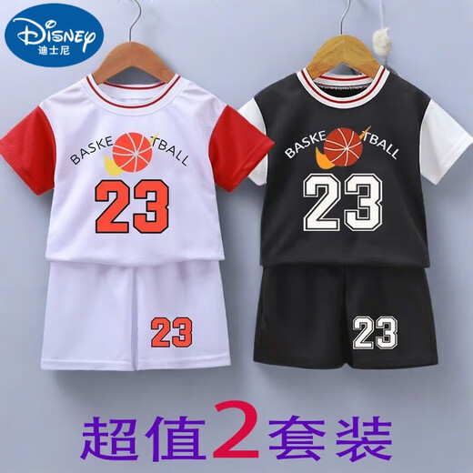 Trajes de baloncesto para niños de Disney Cartas de ropa para niños Cartas de verano Sports Sports y niñas Delas delgadas Trajes de entrenamiento de moda Suits Alphabets Set-Blue + Red 12033-38Jin [Jin equivale a 0.5 kg] todo tamaño