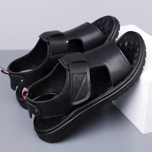 Bolomido奢侈高端品牌高档凉鞋男士真皮夏季透气外穿沙滩鞋休闲舒适轻便 CLP6189黑色 40