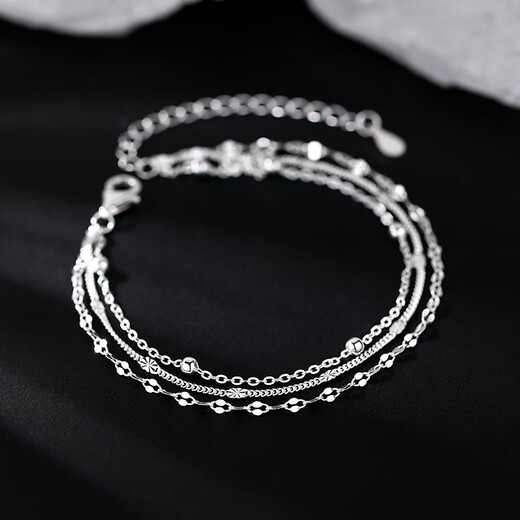 Qingyu 925 sterling silver three-layer chain bracelet bracelet with a sense of best friend niche design bracelet 925 silver three-layer chain bracelet