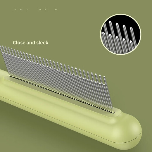 Pilot cat comb, special combing brush for cats, long-haired cat, fine-tooth needle comb, knot-opening and floating hair pet comb* green, high and low tooth comb + fine-tooth comb, 2-piece set