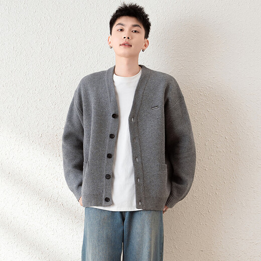 TonLion 2025 Autumn and Winter Men's V-neck Sweater Jacket Small Detailed Embroidered Knitted Cardigan Sweater on the Chest