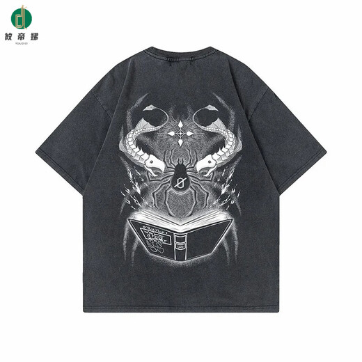 攸帝娣原宿嘻哈街头棉T恤水洗复古日本动漫全职猎人Hunter x Hunter潮 B1343水洗黑 S