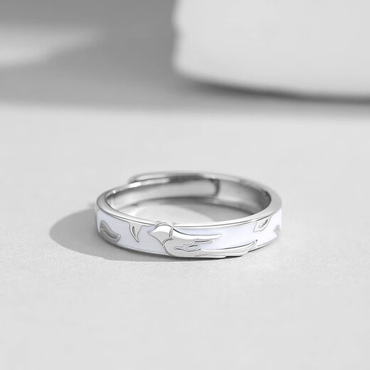 MZMZ Blue Eucalyptus and Bird Platinum Couple Ring PT950 Platinum Pairing Rings Wedding Valentine's Day Birthday Gift for Girlfriend and Wife Light Luxury Style - Live Pairing Rings Local Warehouse/Next Day Delivery