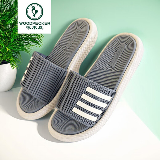 啄木鸟品牌高端春夏新款橡胶拖鞋轻奢男外穿2025新款运动休闲潮流一字拖 蓝色  40-41 偏小