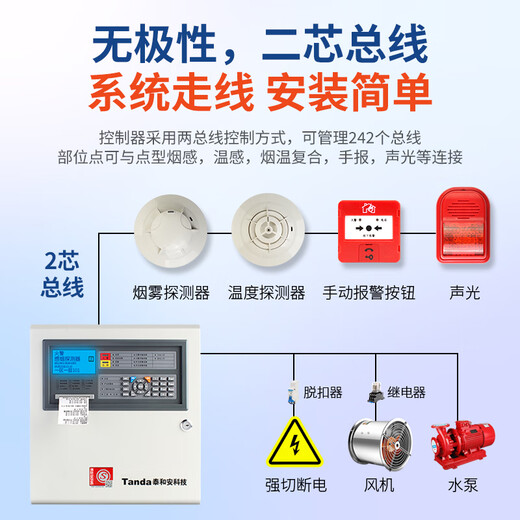 Taihean fire alarm controller smoke sensor detector fire alarm host linkage automatic alarm 726-point fire alarm (linkage type) 3C inspection dedicated