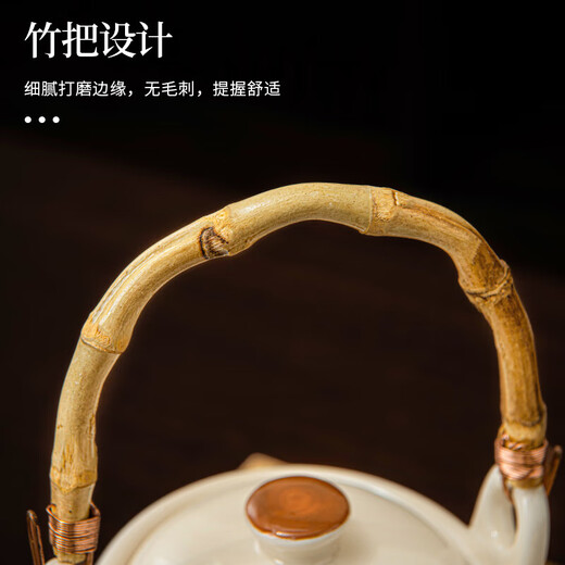 Panda teapot household ceramic teapot tea cup afternoon tea tea set cup set birthday gift ceramic panda bamboo handle teapot (everything goes well)