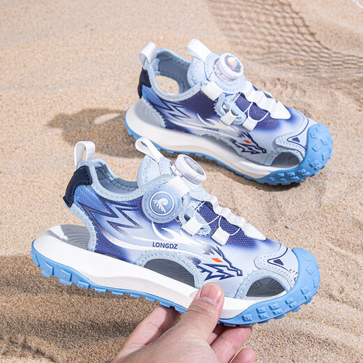 Boys' Baotou Sandals 2025 Summer New Children's Soft Soled Beach Shoes Comfortable and Versatile Student Sports Sandals 8026/Moonlight Size 36 (Inner Length 23.3cm)