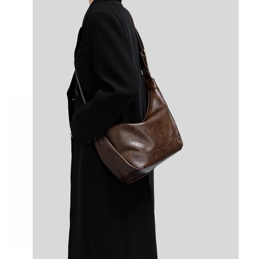 CALCULAT&KEEN夏天包包女式2025新款饺子包真皮女包单肩斜挎包通勤大容量托特包 咖啡色_收藏加购优先发货