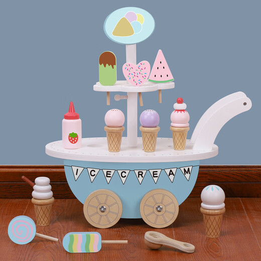 Chengliu ice cream truck children's simulated ice cream toy wooden house play house kitchen cake girl birthday gift push cart