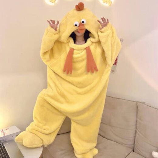 桑琴搞怪情侣连体睡衣男女款秋冬季加厚珊瑚绒卡通大码睡袋毛绒家居服 单件睡袍 4839单袍 M