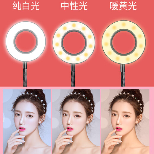 Yuruo standing workbench laptop mobile phone live broadcast stand liftable tripod with fill light laptop tray tray + mobile phone cantilever bracket + three-color ring fill light