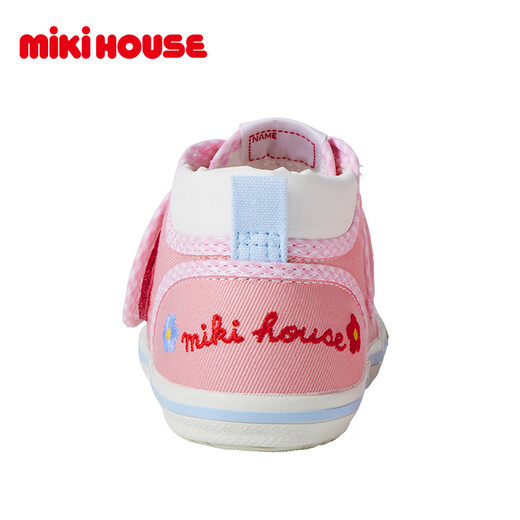 MIKIHOUSE Japanese-made children's toddler shoes, girls' toe-toe baby shoes, embroidered cartoon non-slip wear-resistant infant and toddler indoor shoes, pink 15 (suitable for inner length 14.5cm)