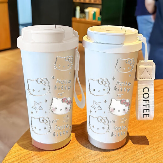 Verrouillage de verrouillage kitty chat thermique thermale grande capacité tasse d'étudiant portable double boisson café paille de paille de paille Nouvelle apparence élevée pour femmes BW1392 Katty Kitty + avec céramique de longe fond intérieur