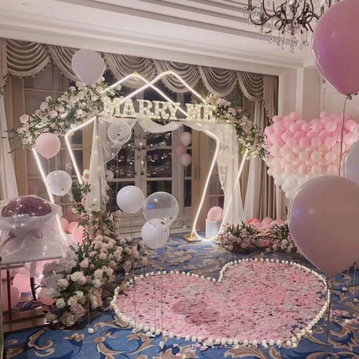 Huaiyin simulated rose petals wedding hand scattered wedding room KTV bar confession proposal Valentine's Day decoration pink gradient 1000 pieces no rubbing required