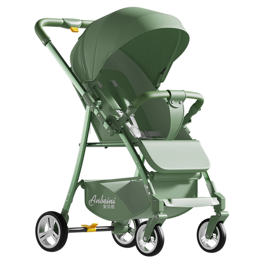 Amberni baby stroller can sit and lie down, two-way baby walking artifact, shock absorber, high view, lightweight stroller for newborns, flagship version - black (mosquito net + mat + spine pad)