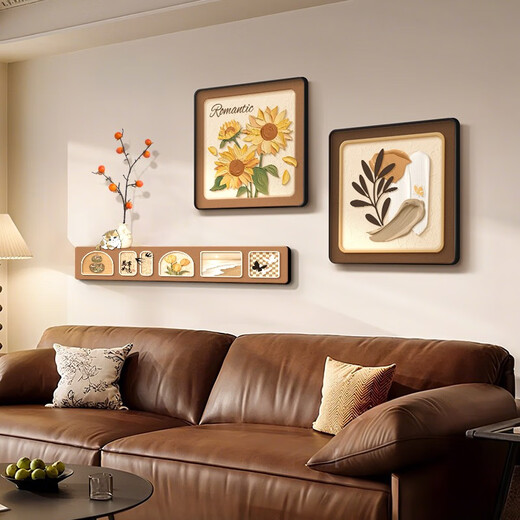 Ji Jian Ji Sunflower living room decoration painting cream style sofa background wall high-end mural restaurant dining room large white wall hanging painting