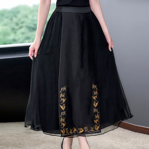 YUSENYI T-shirt Cloud de parfum de soie haut de gamme pour femmes chinois Cracked Cheongsam pour les femmes 2023 Nouvelle mère d'été courte 9923 [Les perles de poitrine noires sont noires à une taille xl