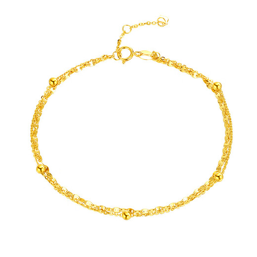 Chinese jewelry baby's breath gold bracelet 18k gold double layer gold bead bracelet for wife's birthday gift for girlfriend Mid-Autumn Festival gift 0.9g rose gift box