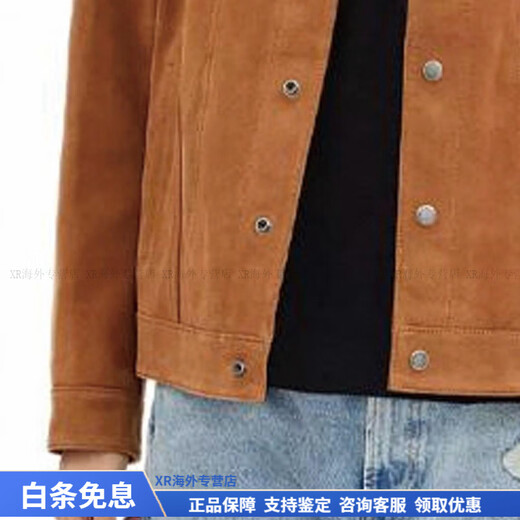 COACH fashionable and versatile trendy solid color single-breasted casual long-sleeved leather jacket for men brown Christmas gift brown S