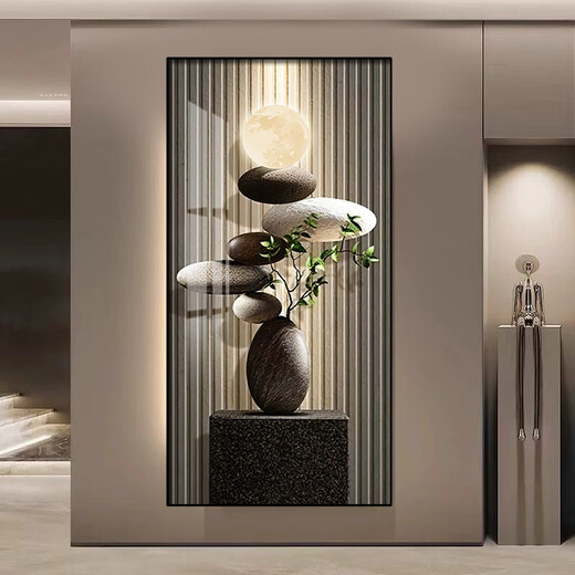 Les peintures d'entrée sans marque sont directement en face de la porte, ce qui signifie que le nouveau modèle de 2025. La peinture de décoration d'entrée en pierre sent la lampe à LED face à la porte T12250 260 * 120 (recommandée de 0,8 mètres à 0,9 mètre Wall_