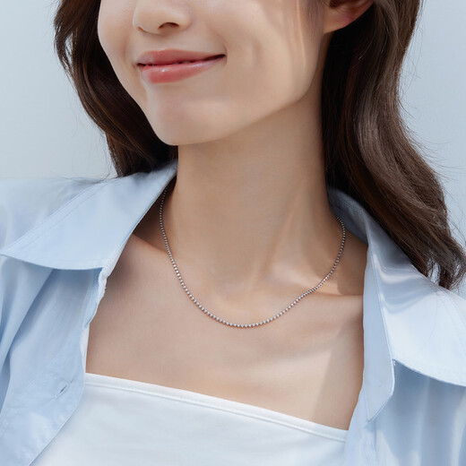 Lukfook Jewelry Platinum Necklace Beads Plain Chain Platinum 950 Jadeite Chain Price Approximately 7.83 grams