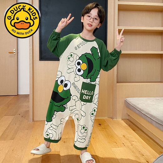 G.DUCKKIDS children's one-piece pajamas for boys spring and autumn pure cotton long-sleeved anti-kick quilt thin boys teenagers autumn and winter big children's sleeping bag QD-66453 170 8 yards 85-100cm weight 30 Jin Jin equals 0.5 kg left