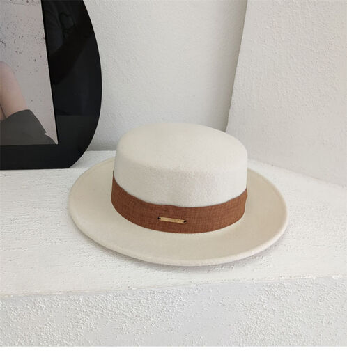 Xiang Jintong Sombrero francés de lana negro de alta calidad para mujer, estilo retro británico, ala plana simple, parte superior plana, sombrero único para mujer, caqui 56-58 cm M (56-58 cm)