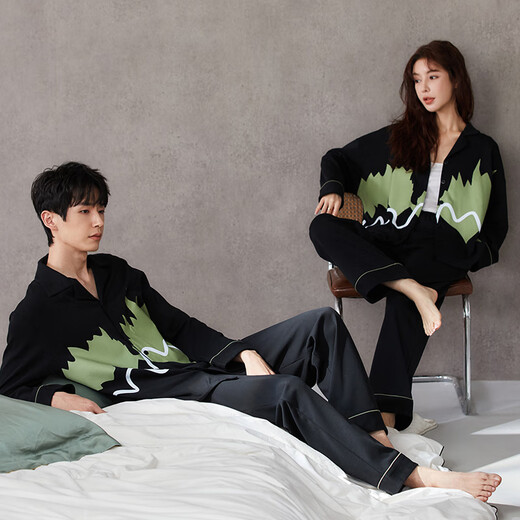 Gongdie Light and Soft 7A Antibacterial Couple Pajamas Women's Spring and Autumn Long Sleeve Suit Can Be Weared Outside Men's Home Clothes