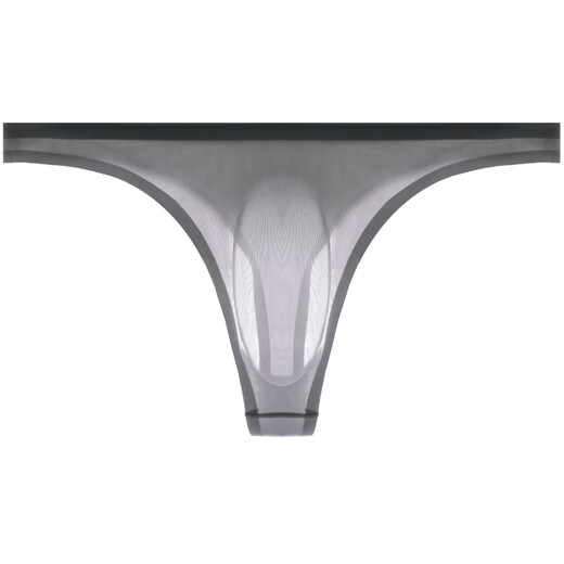 Sexy transparent ultra-thin men's thong one-piece seamless sports fitness underwear men's ice silk T men's low waist 809 light gray XL