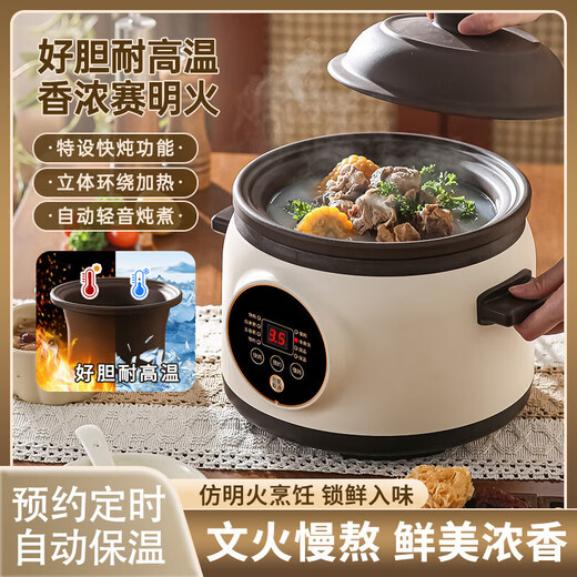Electric stew pot steamer electric cooking pot stew pot casserole stew and steam all-in-one food supplement pot stew soup cup electric stew pot electric casserole soup pot stew water-proof porridge multi-function 5L purple sand scheduled appointment 4-6 people