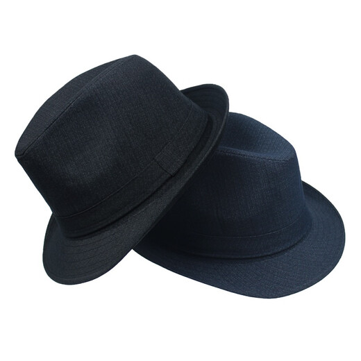 Woodpecker Brand Top Hat Men Middle-aged and Elderly Spring and Autumn British Siren Hat Middle-aged Gentleman Hat Summer Black Small Top Hat Men's Top Hat 1648 Four Seasons Top Hat, Navy Blue 58CM (size, generally suitable for adults)