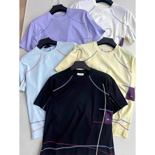 Jufengshan outdoor ice silk quick-drying short-sleeved women's summer breathable splicing contrasting color T-shirt cycling couple anti-scratch top blue XL