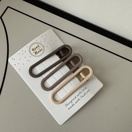 Milk tea color coffee color hairpin Korean hairpin seamless broken hair girl hairpin bangs clip bb clip simple duckbill clip coffee color - cross style