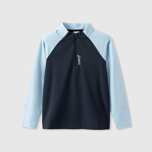 ASICS children's 2026 new half turtleneck logo long-sleeved contrast color quick-drying T-shirt is comfortable and versatile 331261002408