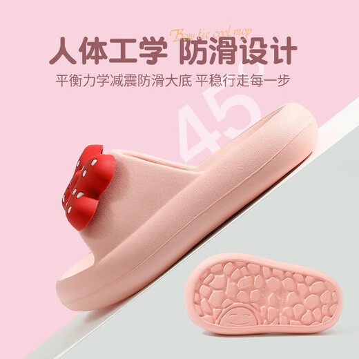 SANGJI Children's Slippers Summer Men's and Women's Indoor Home Bathroom Thickened Non-Slip Soft Soled Children's Slippers for Middle and Large Children Pink Bow 10.5 160 (Shoe Inner Length 15cm)