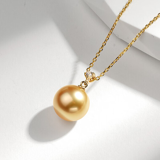 Goselon戈色南阳金珠吊坠18K金单钻海水珍珠轻奢高级项链简约百搭 10-11mm