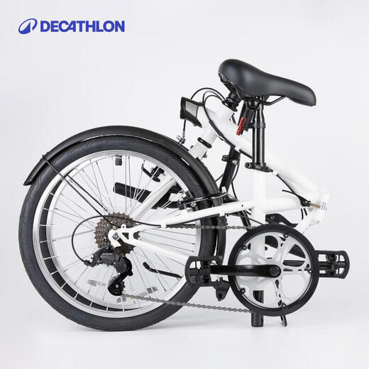 Decathlon folding bike T120 adult commuter bike 6-speed variable speed 20-inch light bike white-4588489