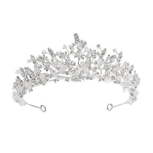 DYAI high-end crystal wedding fairy wedding dress tiara bride super fairy crown adult birthday princess elegant female light luxury silver crown necklace earrings with pierced ears